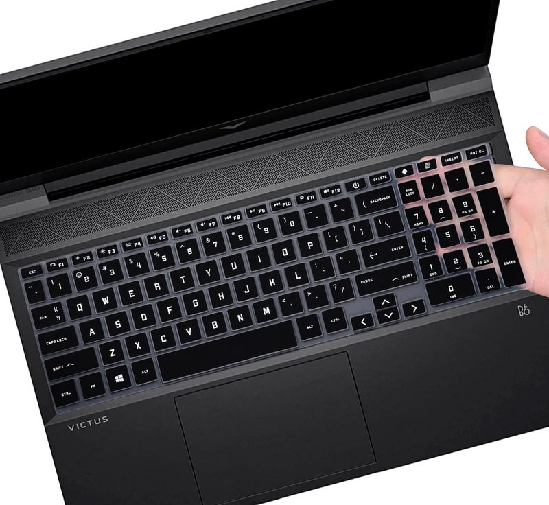 Saco Laptop Keyboard Protector Cover Compatible for 2025-2022 HP Victus 15-FA and 15-FB Series [15.6 inch] | HP Victus 16-D, 16-E, 16-S [16.1 inch] Gaming Laptop - Black, Silicone - Image 1