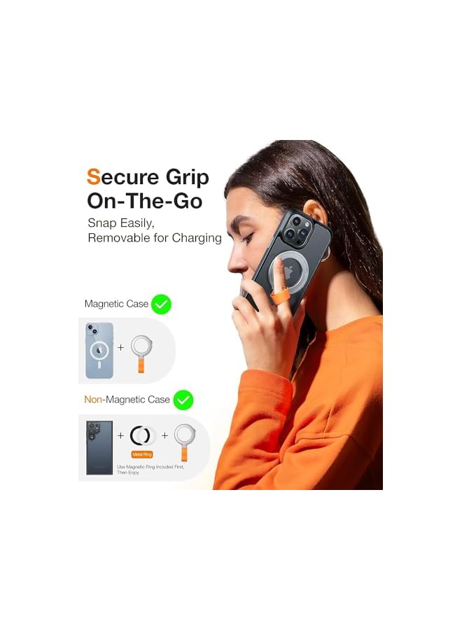 Green Tiger Magnetic Phone Grip Holder Kickstand, iPhone Ring Stand for Hand, Removable Magsafe Accessories for iPhone 15,14, 13, 12 11 Pro/Max/Plus/Mini,Samsung, Google (Black) - Image 3