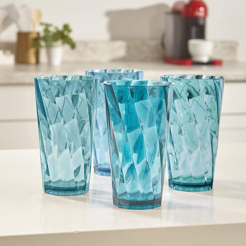 Finner 6 Pcs Twister Unbreakable Transparent BPA Free Food Grade Plastic Fiber Drinking Water Glass Set Juice Glass Cocktail Lassi Soda Milkshake Beer Glass Wine Glass Set - Image 4