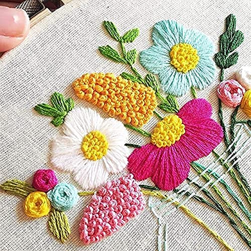 TE Embroidery Kit with Wooden Hoop Ring 6,7,8 Inches, 25 Multicolor Threads, 30 Needles, 1 Seam Ripper, 1 Threader and 1 Thread Cutter for Cross Stitch (Emb. kit 1st aati) - Image 3