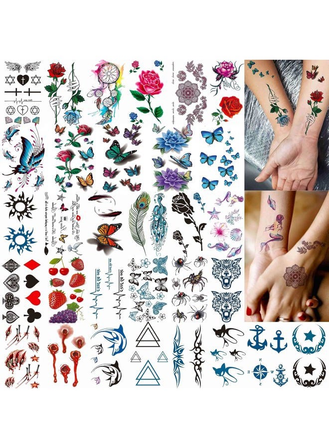 COKTAK 64 Sheets Variety Tiny Waterproof Temporary Tattoos For Men Women, Moon Star Butterfly Birds Planets Fake Tattoos For Kids Adults, Arm Neck Face Letters Temp Tattoo Temporary Tatoos Sticker Set - Image 5