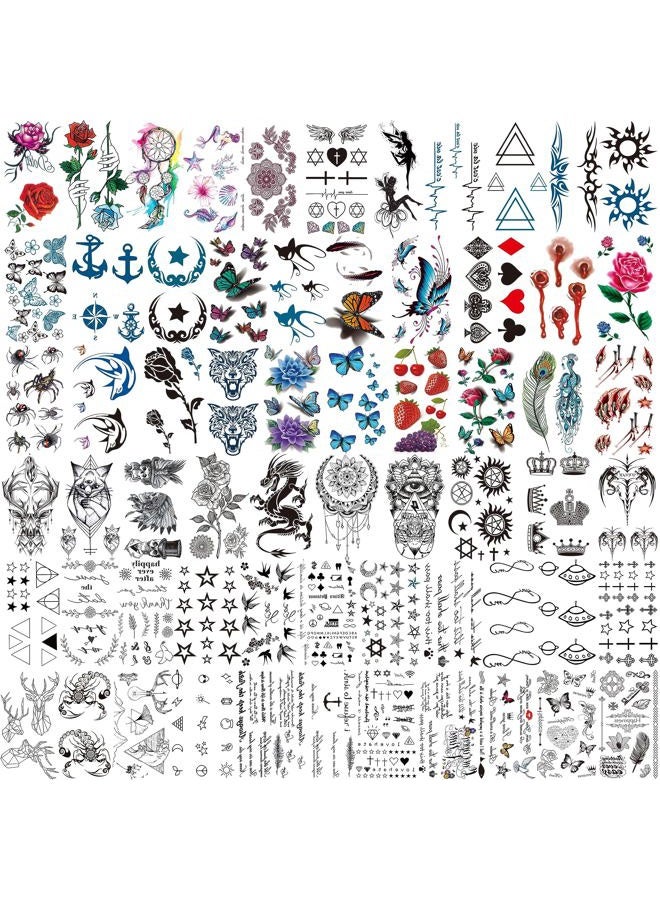 COKTAK 64 Sheets Variety Tiny Waterproof Temporary Tattoos For Men Women, Moon Star Butterfly Birds Planets Fake Tattoos For Kids Adults, Arm Neck Face Letters Temp Tattoo Temporary Tatoos Sticker Set - Image 1