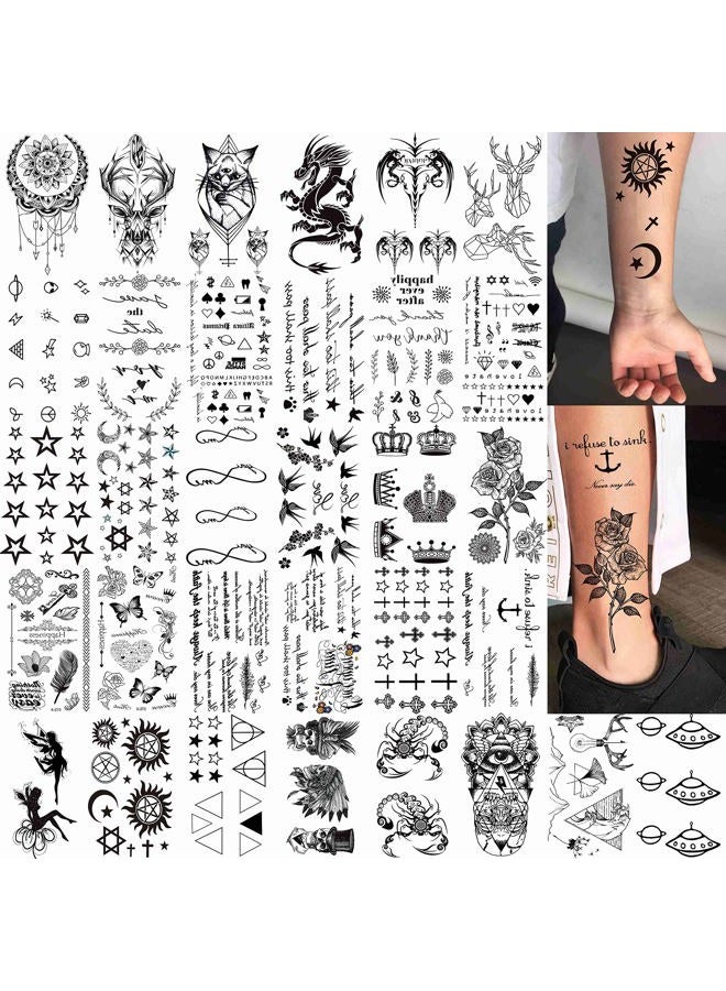 COKTAK 64 Sheets Variety Tiny Waterproof Temporary Tattoos For Men Women, Moon Star Butterfly Birds Planets Fake Tattoos For Kids Adults, Arm Neck Face Letters Temp Tattoo Temporary Tatoos Sticker Set - Image 3