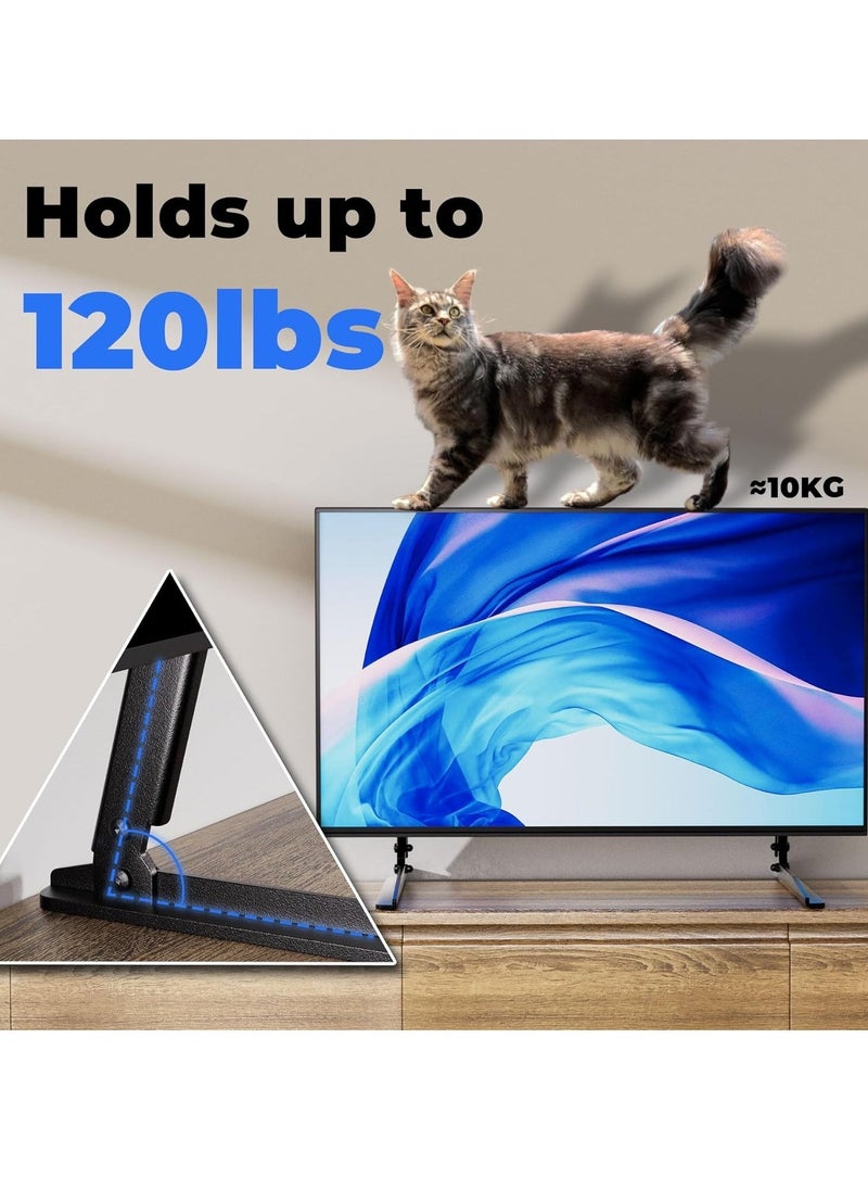 TIGER "Universal TV Stand with Metal Legs for 20''-60'' LCD/LED Flat Screen TVs, Extra Wide and Long Feet, Supports Up to 120 lbs, VESA Max 800x400mm (Black)" - Image 2