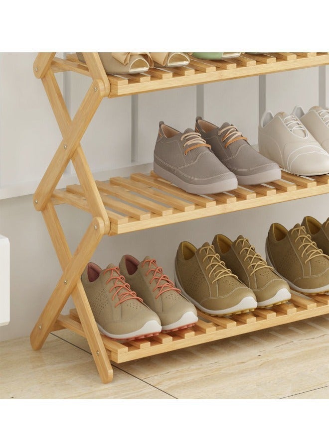 C&C Home 5-Tiers Perfect Storage Folding Bamboo Shoe Rack Shoe Storage Shelf Shoe Cabinet for Entryway Living Room Furniture 100x25x89 cm  - Image 4