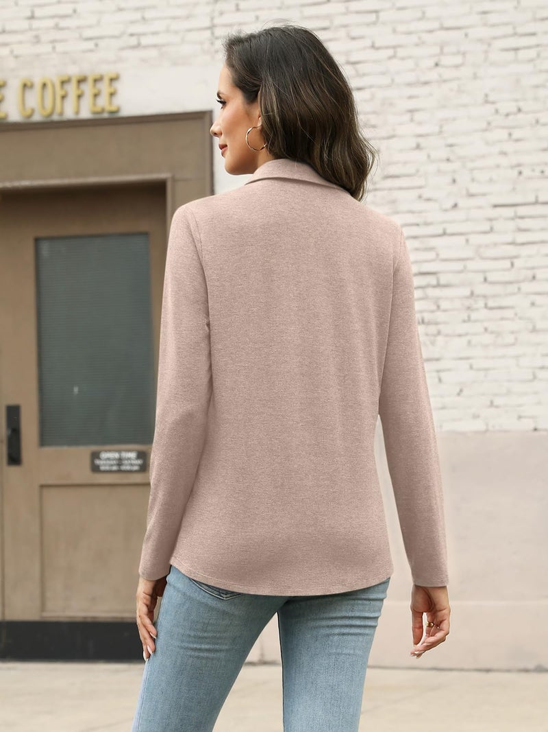 TICTICMISS Womens Long Sleeve Tops Button Down Shirts Dressy Casual Fall Tops Trendy Tunic Tops Apricot - Image 5