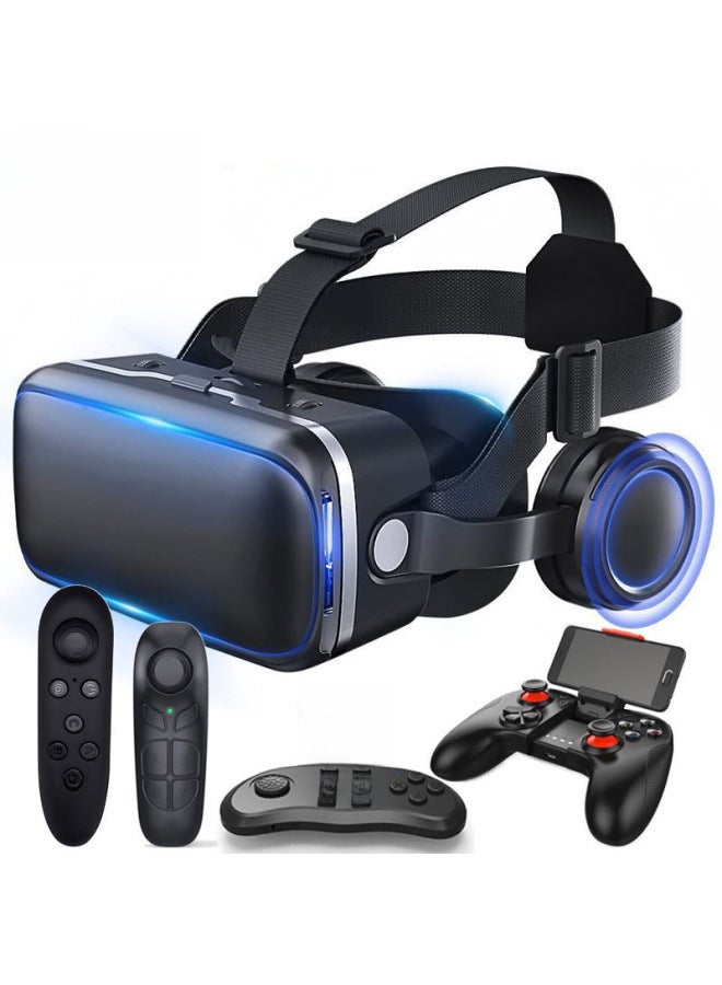 نظارات الواقع الافتراضي الذكية VR سماعة رأس مع سماعات أذن مدمجة نظارات ثلاثية الأبعاد للأطفال والكبار والموضة والأعمال والجماهير - اللون: 12 جيل بالإضافة إلى مقبض لعبة S01 - Image 1