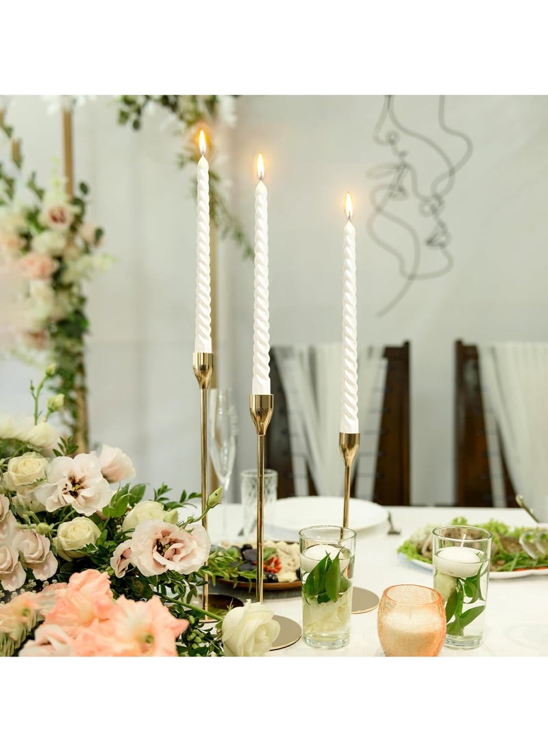 SIHIYA LIFE - Set of 12 Ivory Twisted Taper Candlesticks | 10 Inch (25cm) Tall Tapered Candles | Dripless Dinner Candle Sticks | Natural Wax with Cotton Wicks | 8 Hour Burn Time - Image 1