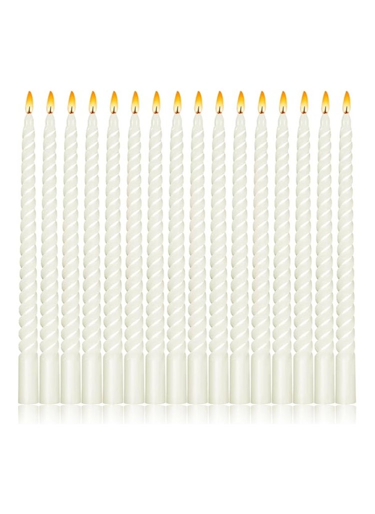 SIHIYA LIFE - Set of 12 Ivory Twisted Taper Candlesticks | 10 Inch (25cm) Tall Tapered Candles | Dripless Dinner Candle Sticks | Natural Wax with Cotton Wicks | 8 Hour Burn Time - Image 1