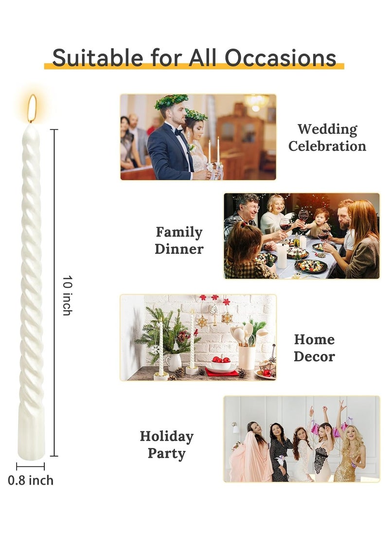 SIHIYA LIFE - Set of 12 Ivory Twisted Taper Candlesticks | 10 Inch (25cm) Tall Tapered Candles | Dripless Dinner Candle Sticks | Natural Wax with Cotton Wicks | 8 Hour Burn Time - Image 1