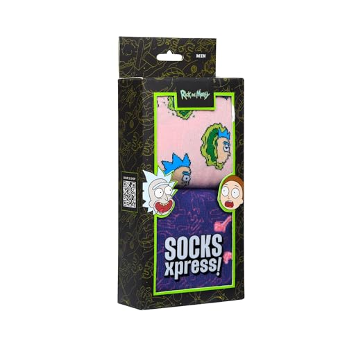 BALENZIA Rick & Morty by SocksXpress Men Quirky Crew Socks|Pack of 2 Pairs|Official Licensed Cartoon Network Merchandise|Combed Cotton|Bold Graphic Mid-Calf Length Socks for Fans & Everyday Style | Free Size - Image 2
