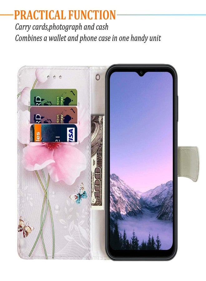 جانكالم جراب JanCalm لهاتف Galaxy A15 5G، بتصميم زهري لطيف، جراب نسائي وبناتي لهاتف Samsung Galaxy A15 5G [حزام معصم][فتحات للبطاقات والنقود][مسند] غطاء قلاب من الجلد الصناعي (زهرة لؤلؤية) - Image 4