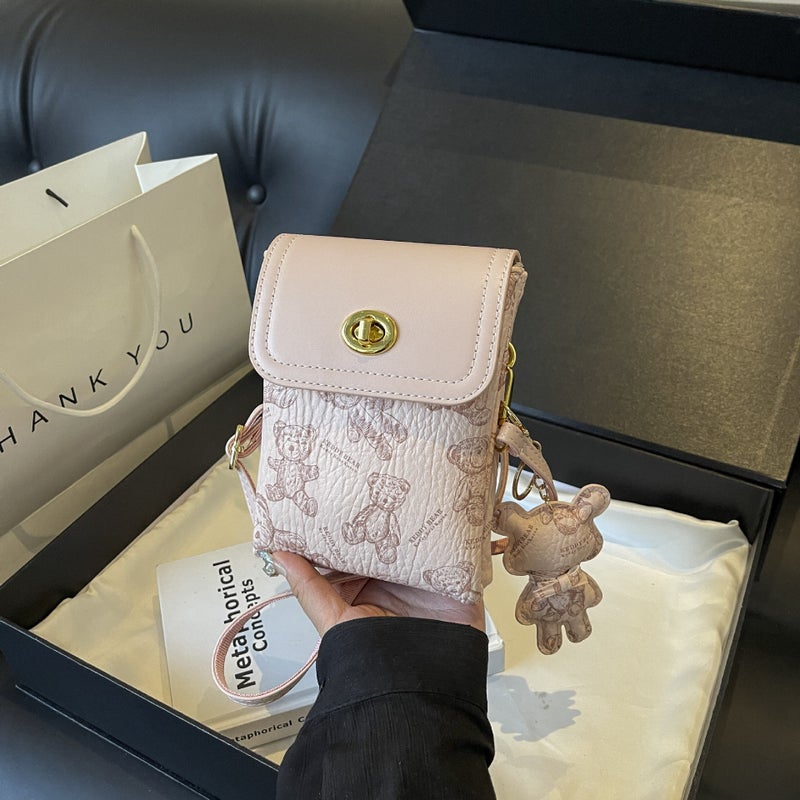 Mobile Phone Bag Women'S Crossbody Fashion Versatile Small Bag Mini Shoulder Bag High-End Cartoon Bear Bag - Image 1