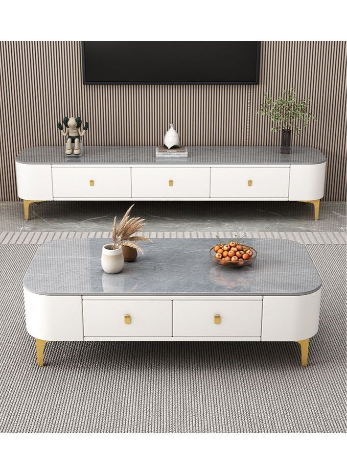 Generic Light Luxury Glass Tea Table Simple Small Family Living Room Modern Square Storage Tea Table Soft Bag TV Cabinet Combination  - Image 1