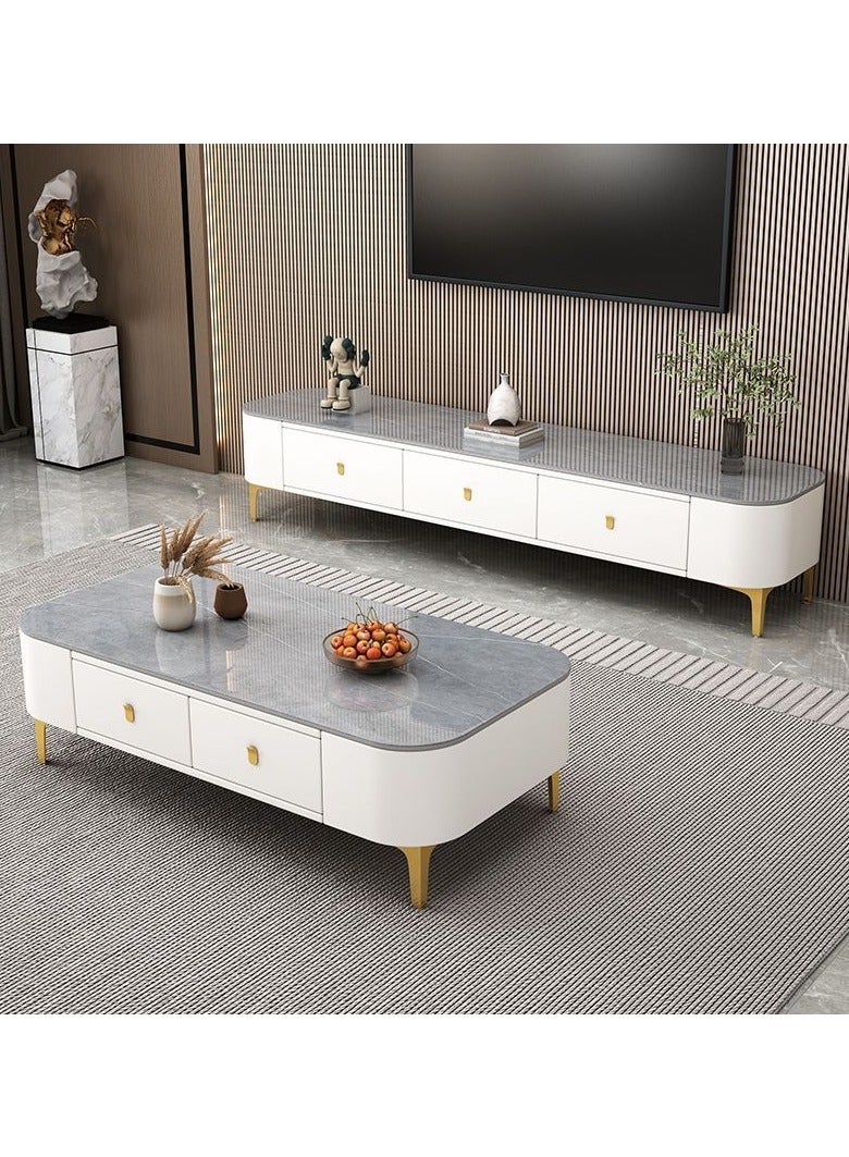 Generic Light Luxury Glass Tea Table Simple Small Family Living Room Modern Square Storage Tea Table Soft Bag TV Cabinet Combination  - Image 2