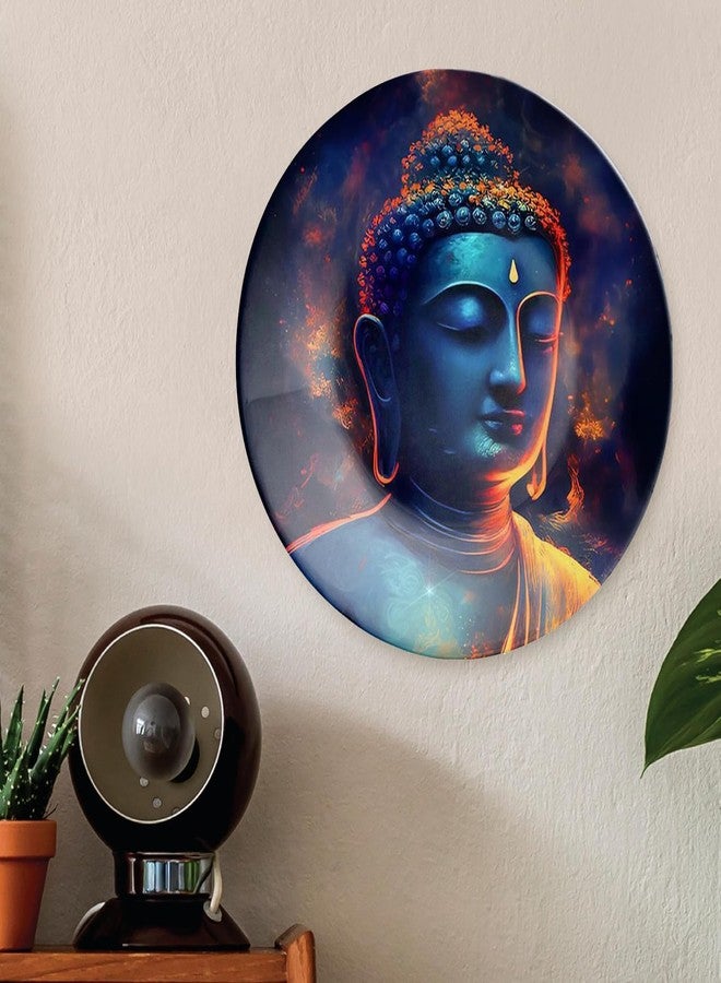Clapcart Ceramic Decorative Wall and Table Top Printed Plate/Platter with Stand and Hook, for Living Room, Home, Hotel and Office (Multicolor Gautam Buddha Art Print, Size 10 x 10 inches Plate) - Image 5