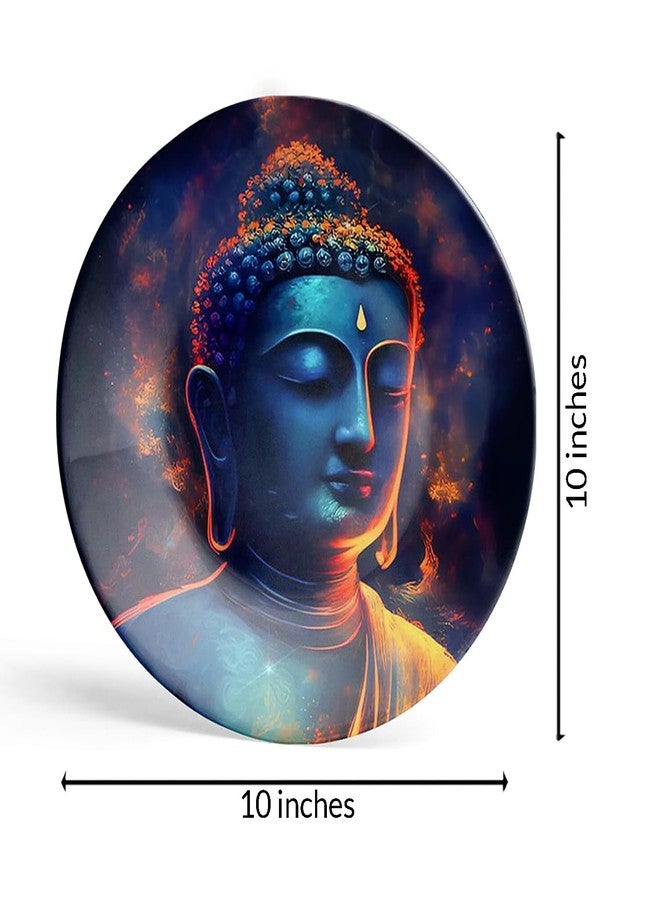 Clapcart Ceramic Decorative Wall and Table Top Printed Plate/Platter with Stand and Hook, for Living Room, Home, Hotel and Office (Multicolor Gautam Buddha Art Print, Size 10 x 10 inches Plate) - Image 4
