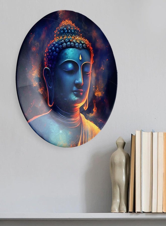 Clapcart Ceramic Decorative Wall and Table Top Printed Plate/Platter with Stand and Hook, for Living Room, Home, Hotel and Office (Multicolor Gautam Buddha Art Print, Size 10 x 10 inches Plate) - Image 3