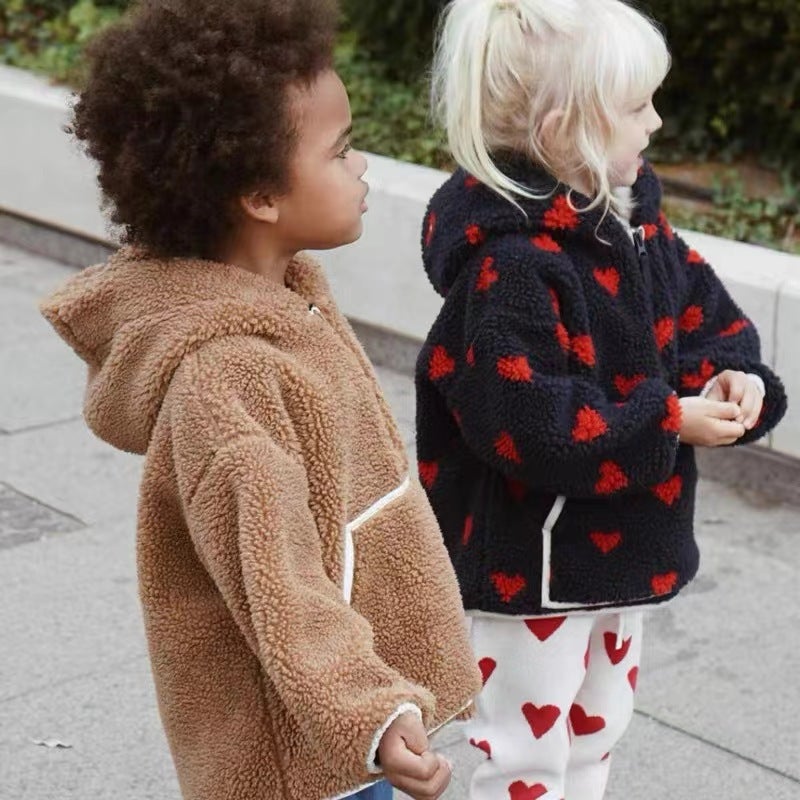 Boys' And Girls' Faux Lamb Fur Vest Thickened Soft Glutinous Hooded Jacket Children'S Warm Western Style Jumpsuit - Image 4
