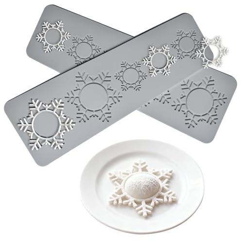 Acxydm 2PCS Christmas Snowflake Molds,Tuile Molds Silicone Baking Mold,Fondant Chocolate Molds Set with Silicone Snowflake Mold and 3D Candy Lace Mould for Making Sugar Craft,Cupcakes - Image 1