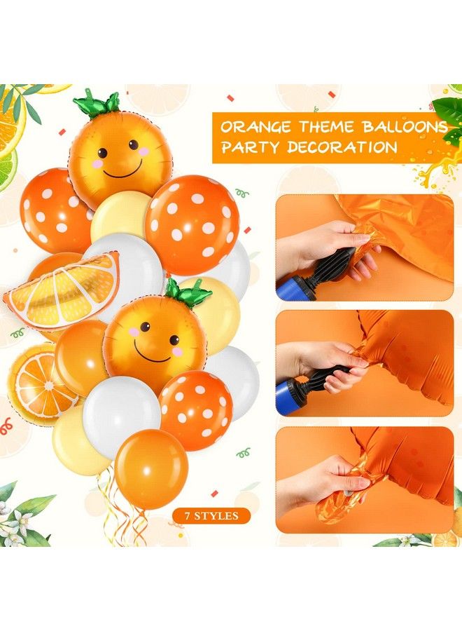 Zhanmai 38 Pieces Little Cutie Baby Shower Balloons Garland Kit Orange Citrus Foil Balloon Cartoon Fruit Aluminum Balloon Orange White Latex Balloons With Ribbons For Baby Shower Summer Birthday Party Decor - Image 3