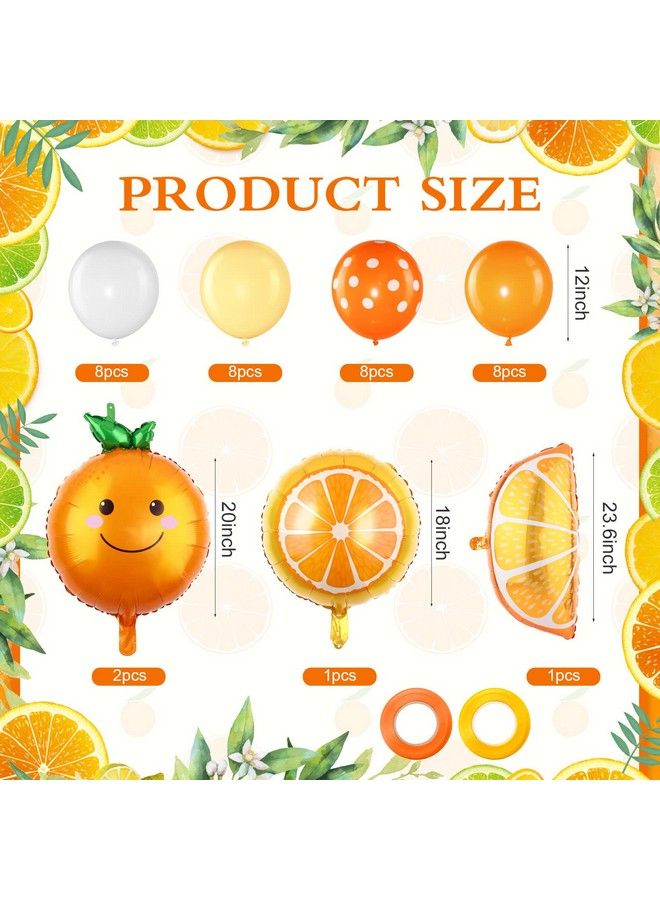 Zhanmai 38 Pieces Little Cutie Baby Shower Balloons Garland Kit Orange Citrus Foil Balloon Cartoon Fruit Aluminum Balloon Orange White Latex Balloons With Ribbons For Baby Shower Summer Birthday Party Decor - Image 4