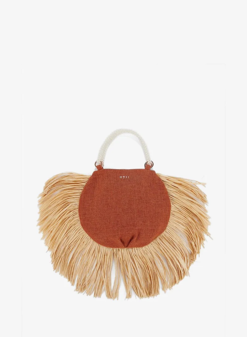 0711 Tbilisi Orange Pearl Beaded Handle Ani Tote Bag