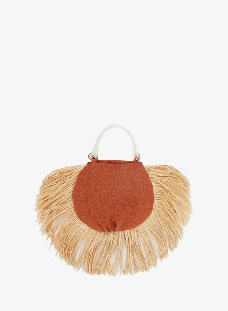 0711 Tbilisi Orange Pearl Beaded Handle Ani Tote Bag