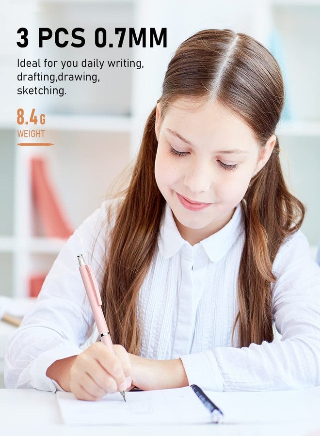 نيكبرو مجموعة أقلام رصاص ميكانيكية باستيل من نيكبرو، 3 قطع، قلم رصاص لطيف قابل للدفع بمشبك 0.7 مم مع 6 أنابيب إعادة تعبئة رصاص HB، 3 ممحاة و9 عبوات إعادة تعبئة ممحاة للكتابة والرسم والتصميم - تأتي مع حافظة - Image 5