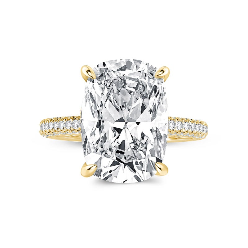 RODIFFY 4CT/7CT Elongated Cushion Cut Engagement Ring for Women, S925 Silver 5A Grade Cubic Zirconia Promise Rings (Golden(7CT), 5) - Image 1