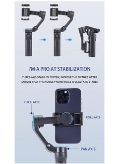 Generic F5plus Foldable 3-Axis Stabilizer for Smartphones – Compact & Lightweight (290g), 6-7 Hours Battery Life, 2200mAh, Type-C USB Charging, Supports Phones 5586mm Width, 150g260g Weight – Adjustable Tilt, Roll, and Pan Rotation  - Image 4