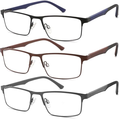 READITEASY 3 Pack Reading Glasses 1.75 Men Blue Light Blocking, Readers Men with Spring Hinge Reduce Eyestrain/UV/Dryness, Mens Reading Glasses 1.75+ - Image 1