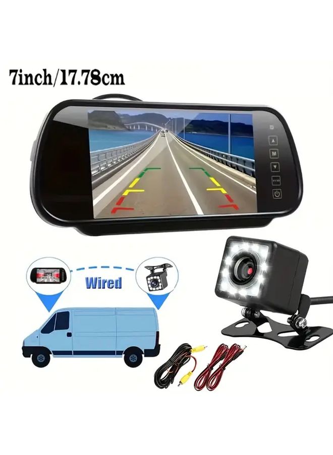 شاشة عرض LCD TFT مقاس 7 بوصات مع كاميرا رؤية ليلية خلفية تعمل بـ 12 مصباح LED، مناسبة لسيارات الدفع الرباعي والمركبات الترفيهية - Image 5
