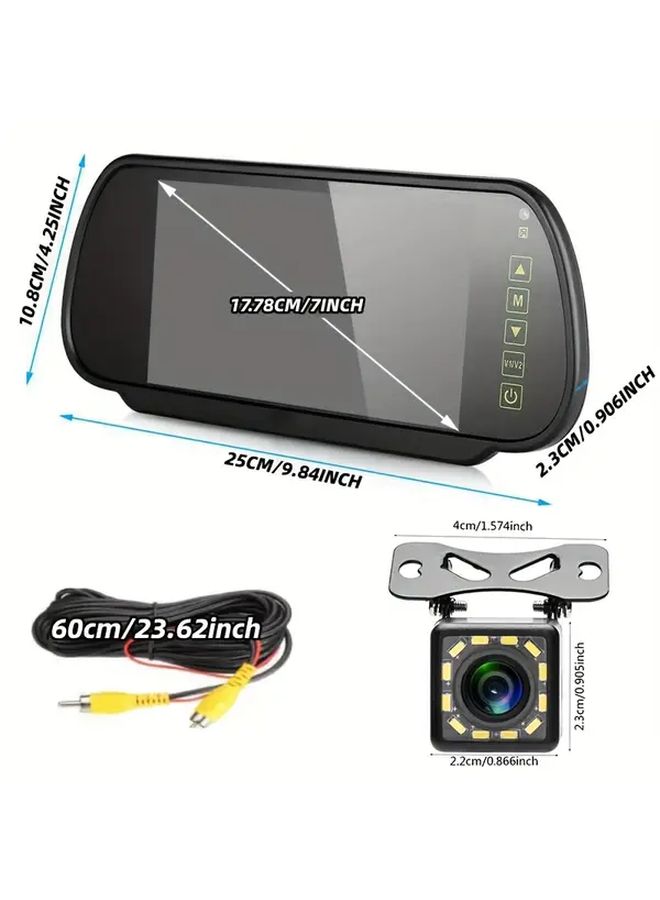 شاشة عرض LCD TFT مقاس 7 بوصات مع كاميرا رؤية ليلية خلفية تعمل بـ 12 مصباح LED، مناسبة لسيارات الدفع الرباعي والمركبات الترفيهية - Image 2