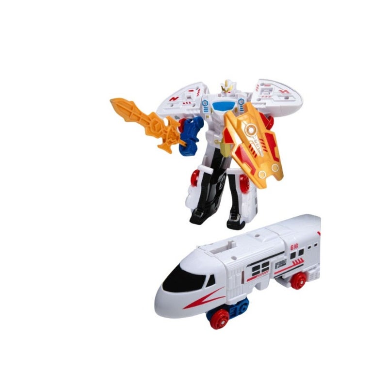 White High Speed Train Transforming Toy Combined Robot Educational Birthday Gift - Image 1