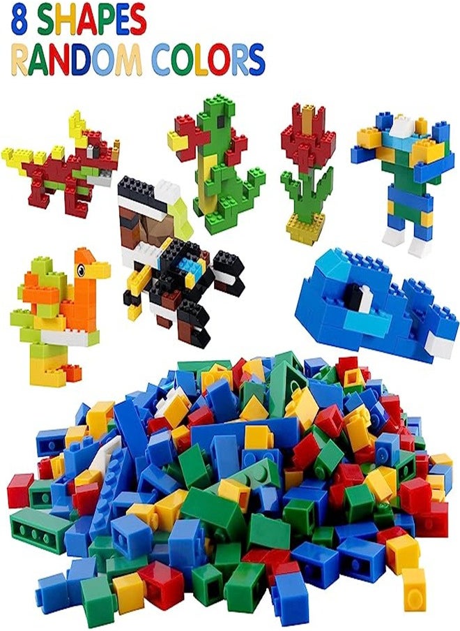 Goolsky - Goolsky Building Bricks 1000 Pieces, Basic Building Blocks with Random Colors, 8 Shapes, 1000Pcs Bulk Building Bricks for Kids Age 3+, Compatible to All Major Brands - Image 1