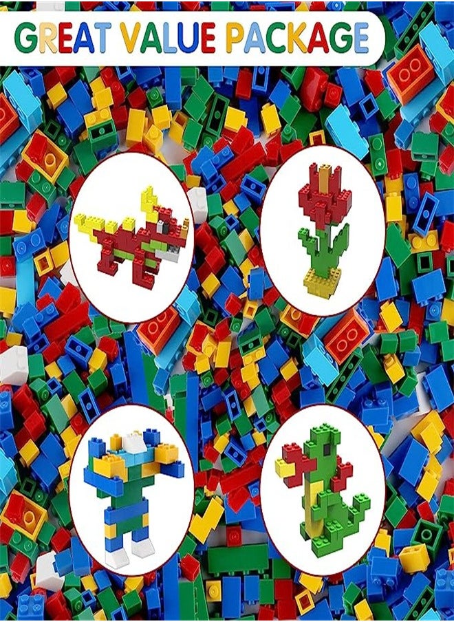 Goolsky - Goolsky Building Bricks 1000 Pieces, Basic Building Blocks with Random Colors, 8 Shapes, 1000Pcs Bulk Building Bricks for Kids Age 3+, Compatible to All Major Brands - Image 1