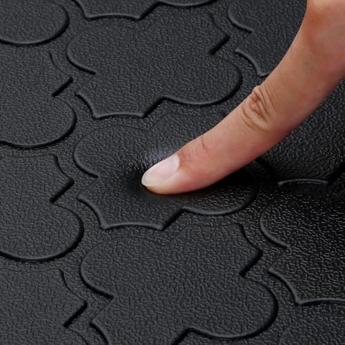 WISELIFE حصيرة مطبخ WISELIFE مبطنة مضادة للإرهاق، 17.3"x60"، سجادات ومفارش مطبخ سميكة غير قابلة للانزلاق ومقاومة للماء، حصيرة فوم ثقيلة للوقوف في المطبخ، الأرضية، المنزل، المكتب، الحوض، الغسيل، باللون الأسود - Image 5