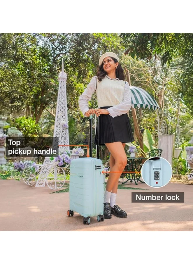 nasher miles Nasher Miles Paris Hard-Sided Polypropylene Cabin Luggage 20 inch | 55cm | 8 Wheels Small Trolley Bag for Travel | Suitcase (Pastel Green)