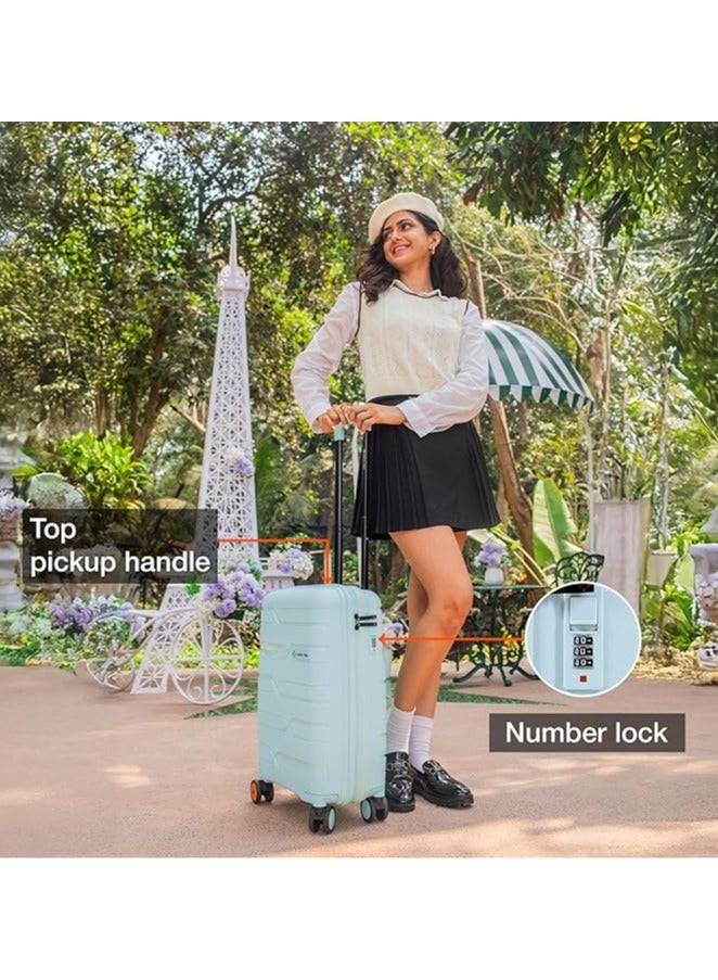 nasher miles Nasher Miles Paris Hard-Sided Polypropylene Cabin Luggage 20 inch | 55cm | 8 Wheels Small Trolley Bag for Travel | Suitcase (Pastel Green)  - Image 4