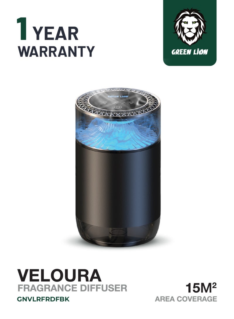 GREEN LION Veloura Fragrance Diffuser with 4 Spray Modes and 4 Hours Working Time / Multi Mode Fragrance Air Diffuser / Air Diffuser 800mAh Battery / Atmosphere Light / Spray 1000 Times - Black - Image 1