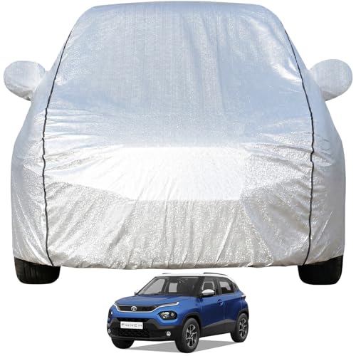 Pivalo Car Cover for Tata Punch All Model & Years (2021-2026) 100% Waterproof with Mirror Pockets, Triple Stitched Bottom Elastic Dustproof Full Body Protection (Heat & UV Resistant, Silver) - Image 1