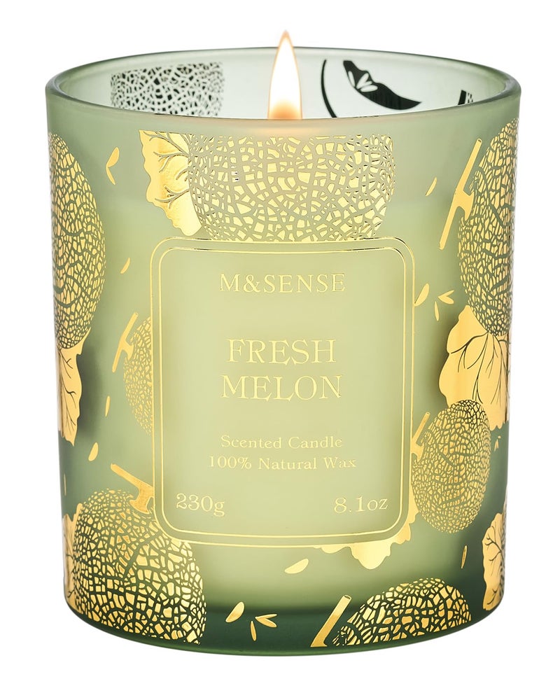M&SENSE Naturally Scented Vegan Soy Candles, Fresh Melon Scented Candles, 8.1oz Long Burning 42-Hour Burn Time,Home Fragrance for Air Purifying, Relaxing, Gift Ideas for Moms & Dads - Image 1