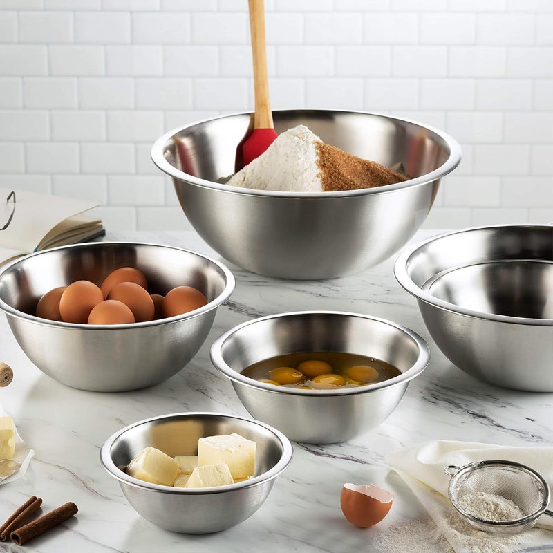 Fine Dine Stainless Steel Mixing Bowls Set, Dishwasher Safe, Up To 8 Quart Metal Mixing Bowls For Kitchen, Nesting, Large, Small, Big Food Prep, Cooking, Baking - Image 5