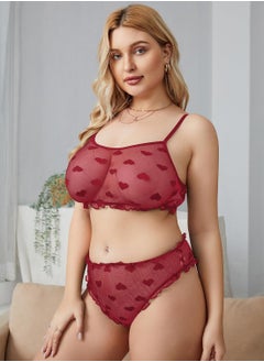 Ward Women's Lingerie Set Two-Piece with Heart Pattern in Tulle  - Image 4
