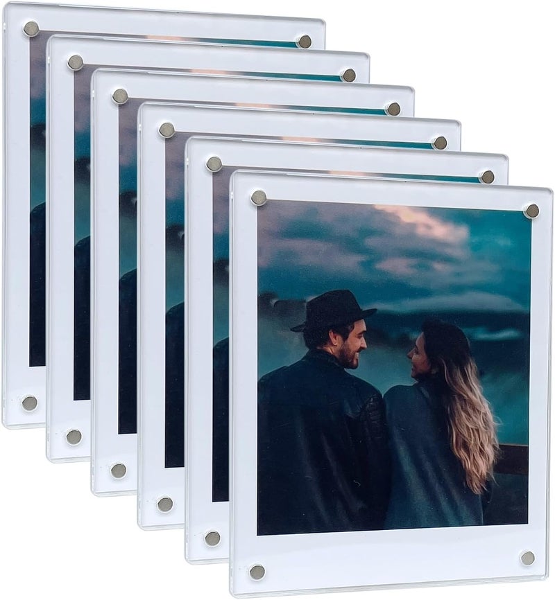 SULEPE Magnetic Polaroid Picture Frame 3.5x4.25”, Fridge Magnet Frame for Polaroid Now i-Type/600/SX-70/OneStep+/Instax Wide 300/200/210 Photo, Instant Photo Frame [6Packs 12Panels] - Image 1