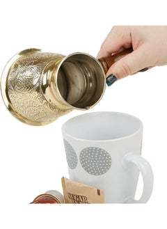 QUESERA Turkish Style Brass Coffee Pot with Wooden Handle  - Image 3