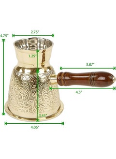 QUESERA Turkish Style Brass Coffee Pot with Wooden Handle  - Image 2