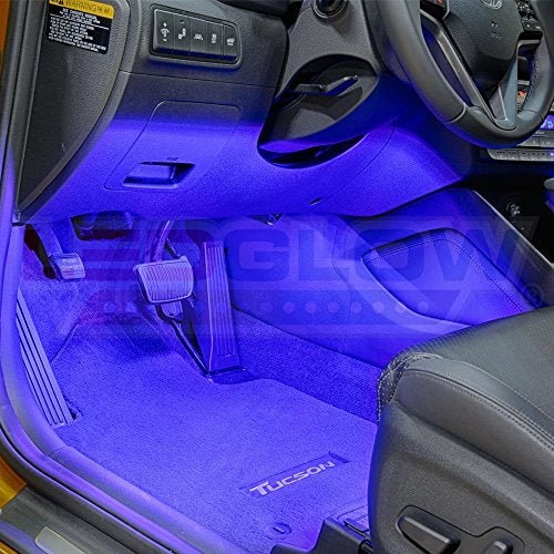 LEDGlow 4pc Blue LED Interior Footwell Underdash Neon Lighting Kit for Cars & Trucks - 7 Unique Patterns - Music Mode - 8 Brightness Levels - Auto Illumination - Includes Cigarette Power Adapter - Image 4
