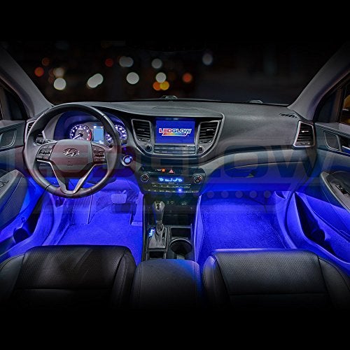 LEDGlow 4pc Blue LED Interior Footwell Underdash Neon Lighting Kit for Cars & Trucks - 7 Unique Patterns - Music Mode - 8 Brightness Levels - Auto Illumination - Includes Cigarette Power Adapter - Image 3
